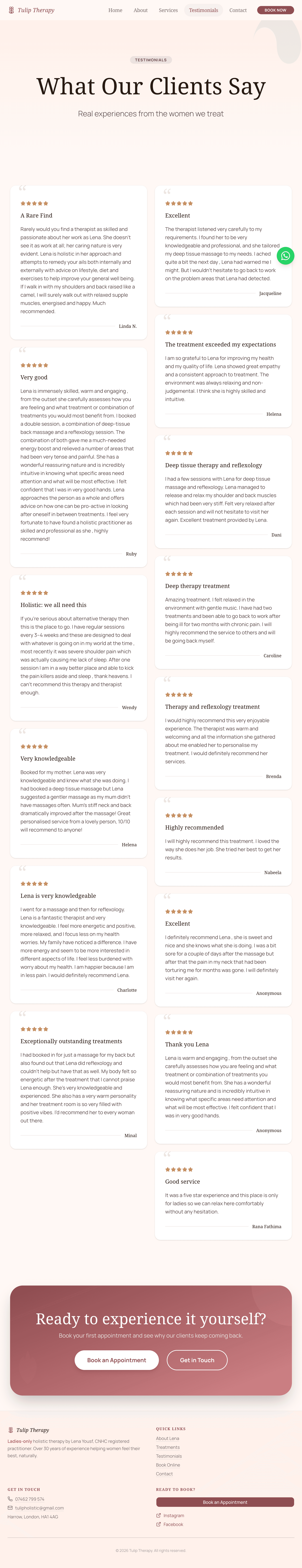 Tulip Therapy — Testimonials